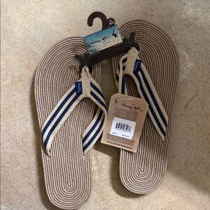 Panama Jack Navy and Tan Rope Flip-Flops